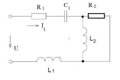 Определить ток R1=10 Ом R2=15 Ом L1=0.02 Гн L2=0.01 Гн C1=2,5 мкФ I1=? Построить векторную диаграмм