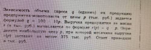 Зависимость объема спроса q (единиц) на продукцию предприятия