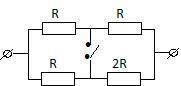 Во сколько раз изменится мощность, выделяющаяся в сопротивлении 2R после замыкания ключа? Общее нап