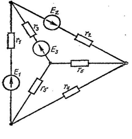 Зная ЭДС источников и сопротивления резисторов, найти все токи в цепи методом контурных токов. E1 =