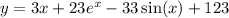 y = 3x + 23e {}^{x} - 33 \sin(x) + 123