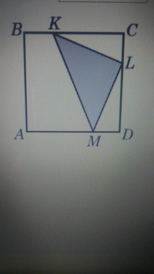 На рисунку зображено квадрат ABCD. Точки K, L, M належать сторонам ВС, CD та AD відповідно, BK=8 см