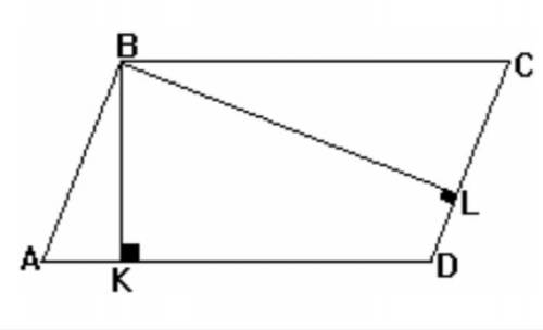 Угол между высотами BL и BK параллелограмма АВСD, проведенными из вершины тупого угла АВС, в три ра