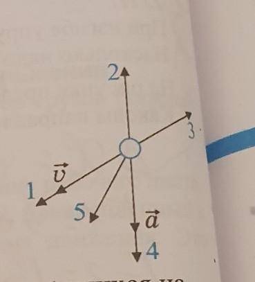 На рисунке представлены направления векторов скорости и ускорения шарика.С каким вектором совпадает