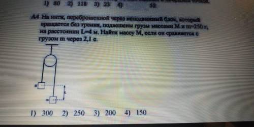 На нити переброшенной через неподвижный блок который вращается без трения подвешены грузы массами M