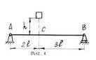 На двутавровую балку, свободно лежащую на двух жёстких опорах высоты h падает груз весом P. 1.Найти