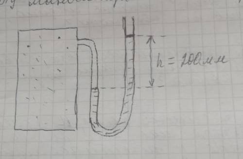 Визначити тиск повітря у балоні за нормального атмосферного тиску. У манометрі налито ртуть. ​