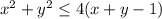 x^{2} +y^{2}\leq4(x+y-1)