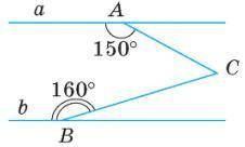 За даними малюнка знайдіть градусну міру кута АСВ, якщо прямі а та b – паралельні.