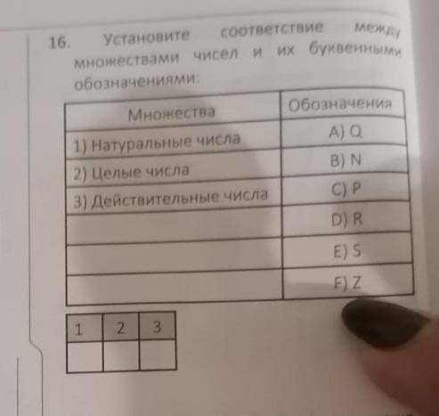 Установите соответствие между множествами чисел и их буквенными обозначениями​