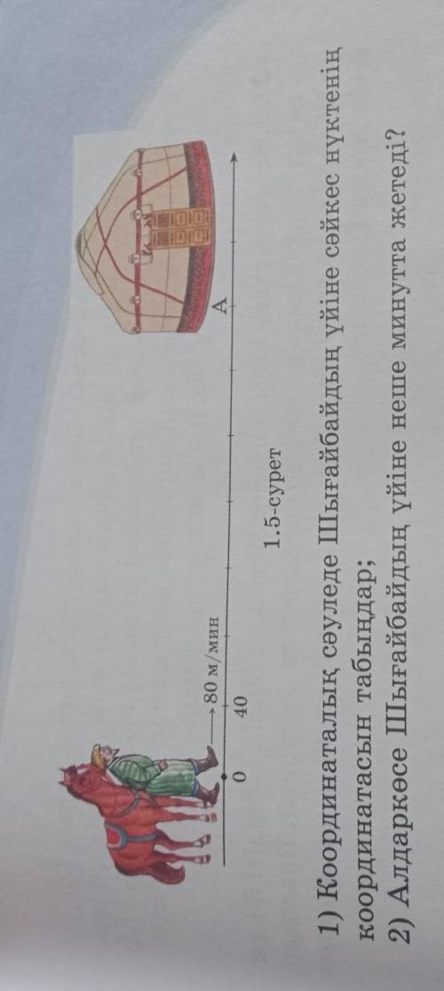 23. Алдаркөсе 80 м/мин жылдамдықпен Шығайбайдың үйіне келе жатыр (1.5-сурет). Координаталық сәуледе