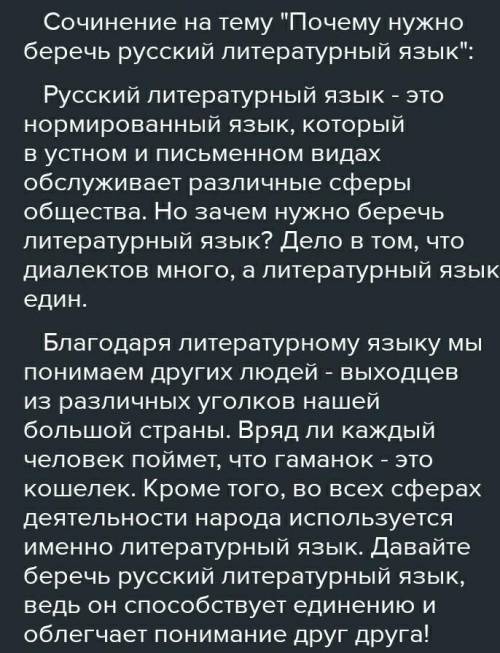 Написать сочинение-рассуждение на тему «Почему нужно беречь русский литературный язык?» (Объем: 100-