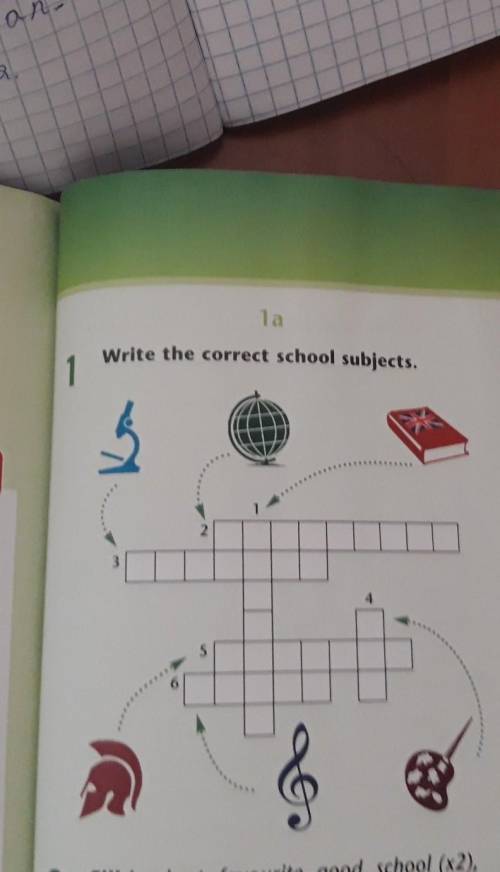 Do the crosword usinh new words. write the correct school subject English geography music historyint