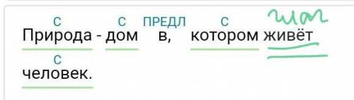 Природа - дом ,в котором живёт человек. Сделайте синтаксичемкий разбор,дайте характеристику предложе