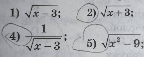 Найдите область определения выражений Только 2,4,5