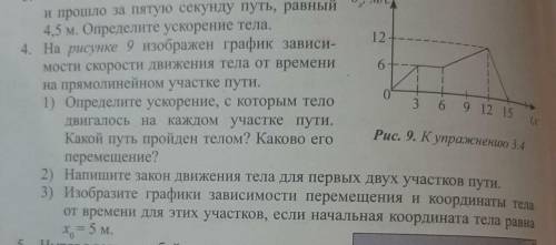 На рисунке 9 график ависимости скорости тела от времени на прямолинейнон участке пути.