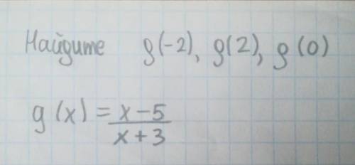 Найдите g(-2), g(2), g(0) g(x)=x-5/x+3​