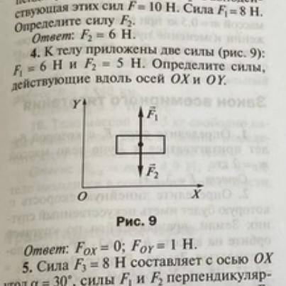 К телу приложены две силы . F1=6 и F2=5. Определите силы действующие вдоль осей OX и OU