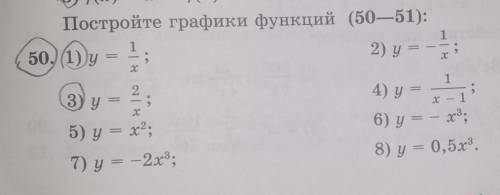 49. В одной координатной плоскости постройте графики функций и найдите координаты точек пересечения