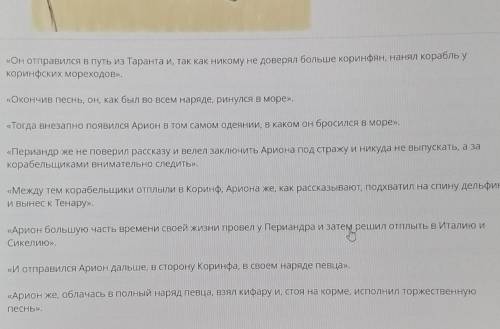 Рассмотри иллюстрации Определи изображённые эпизодЛегенда об Арионе ​