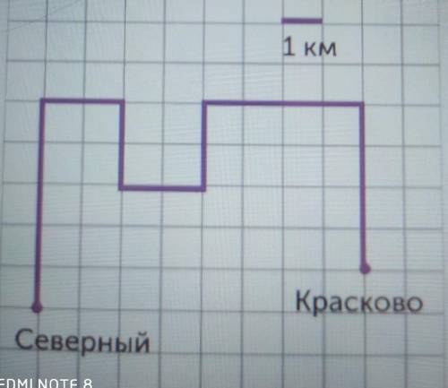 Найдите длину маршрута автобуса Маршрут автобуса из города Северный вгород Красково изображён на рис