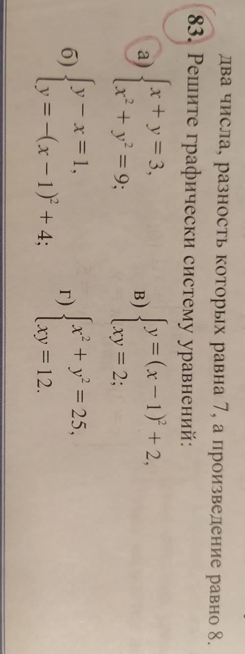 Решите графически систему уравнений 83А​
