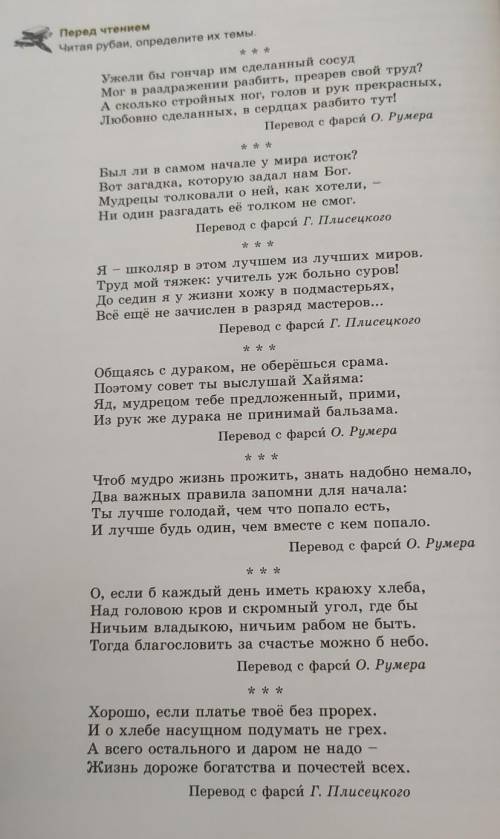 нужно написать тему и идею рубаи​