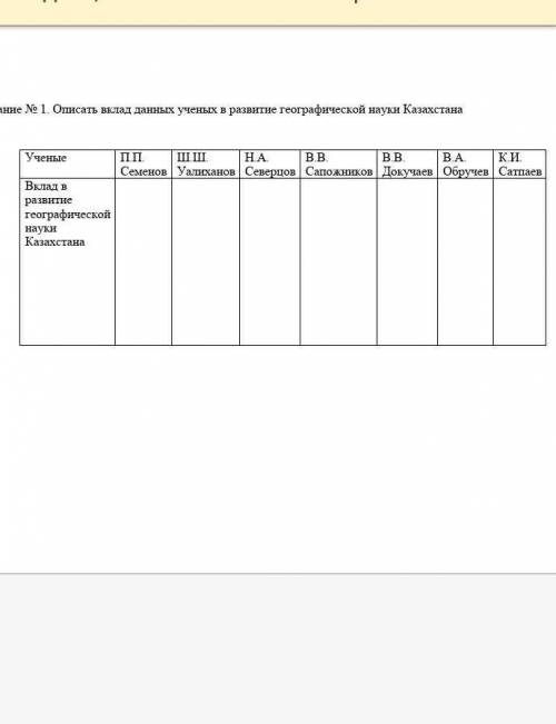 География описать вклад данных учённых в развитие географических наук Казахстана помагите