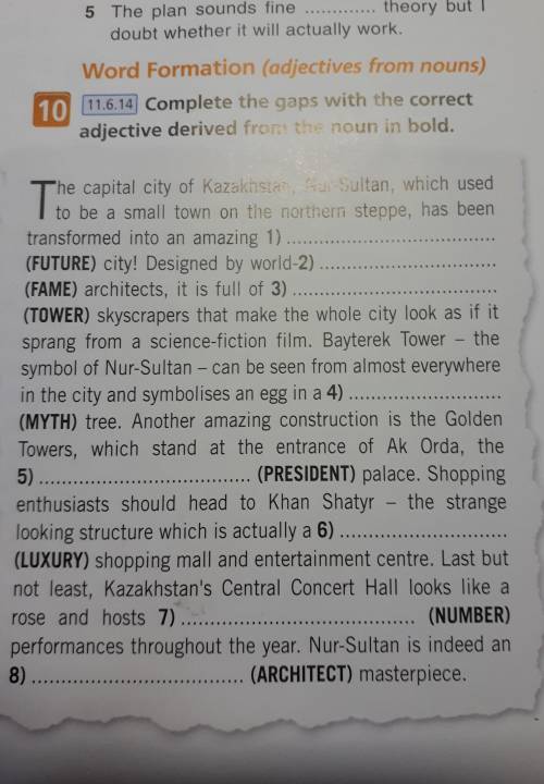 Complete the gaps with the correct adjective derived from the noun in bold.The the capital city of K