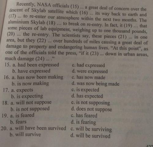 21. a. will not all land b. are not all landed C. will not all have landed d. will not all landed 22