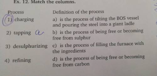 Ex. 12 Match Columns 1 колонка - Process 2 колонка - Definition of the process