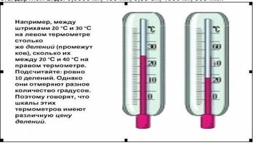 Определите цену деления каждого термометра