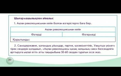 Шығармашылықпен айналыс 1. Ақпан революциясынан кейін болған өзгерістерге баға бер.Ақпан революциясы