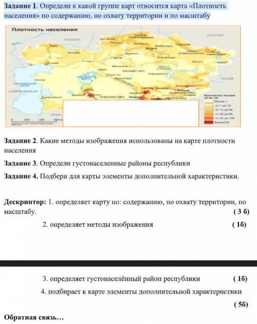 Определи к какой группе карт относится карта «Плотность населения» по содержанию, по охвату территор