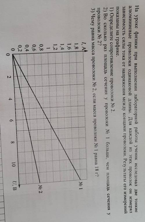 на уроке физики при выполнении лабораторной работы ученик исследовал две тонкие алюминиевые проволок