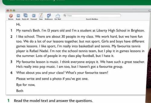 1 Who is the email to?a )Bethb)a student at a different schoolC) Beth's sister2 What is the purpose