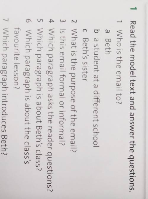 Read the model text and answer the questions​