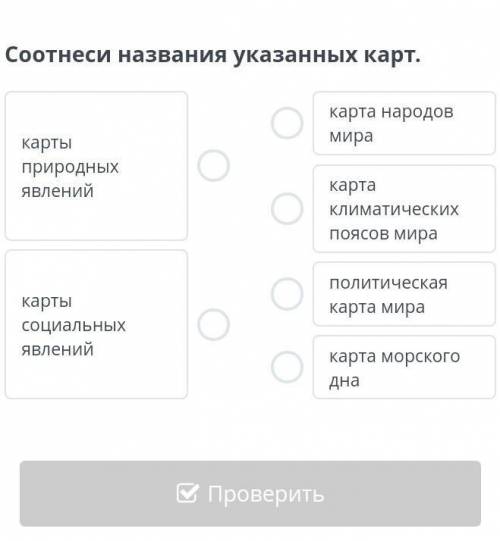 Соотнеси названия указанных карт.​