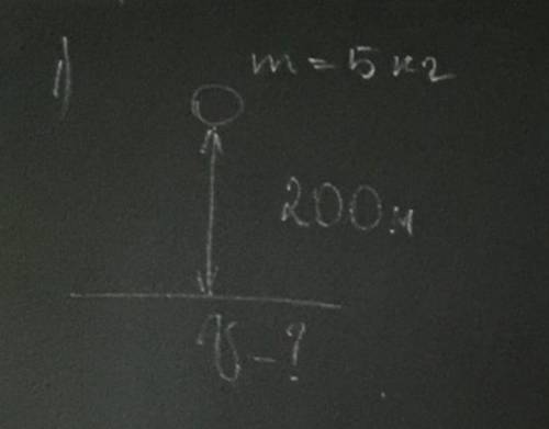 Решите простейшую задачку. Шар подкинули вверх на 200м. Масса-5кг.Найти скорость