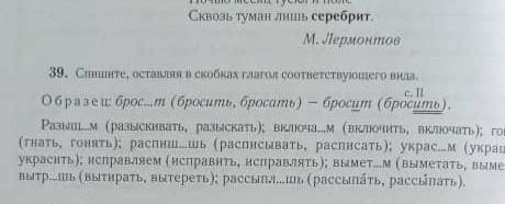 Спиши оставляя в скобках глагол соответственно вида