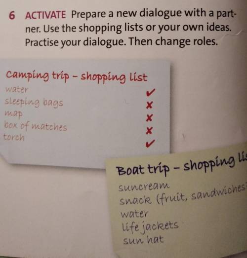 6 ACTIVATE Prepare a new dialogue with a part- ner. Use the shopping lists or your own ideas.Practis