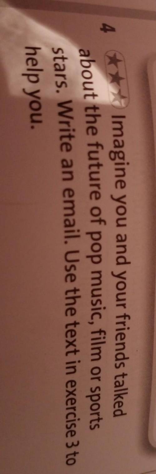 Imagine you and your friends talked about the future of pop music, film or sportsstars. Write an ema