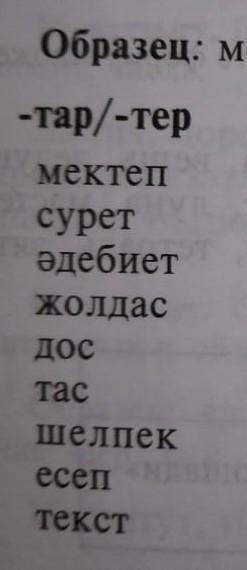 Поставьте окончания тар тер выделите окончания плз​