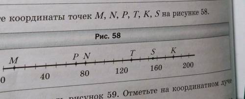 TOU 128. Найдите координаты точек M, N, P, T, K, S на рисунке 58.Рис. 58MPNTSK04080120160200Лue​