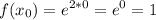 \displaystyle f(x_{0} ) = e^{2*0} =e^{0} =1