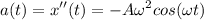 \displaystyle a(t)=x''(t)=-A\omega^2cos(\omega t)