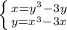 \left \{ {{x=y^{3}-3y } \atop {y=x^{3}-3x }} \right.