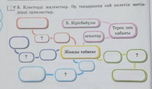 3 сынып. Әдебиет. Комектесиндерши. Кластерді жалғастыр. Әр тақырыпқа сай келетін мәтіндерді орналаст