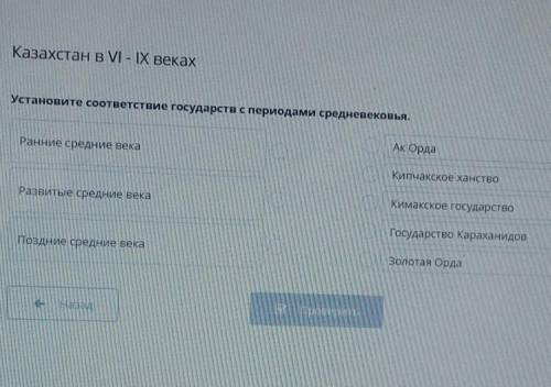 Установите соответствие государств периодами Средневековья