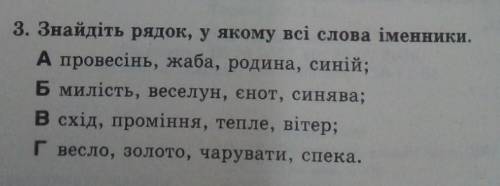 Знайдіть рядок у якому всі слова іменники​